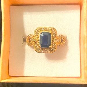 Genuine Sapphire and Old Rose Cut Diamond Ring